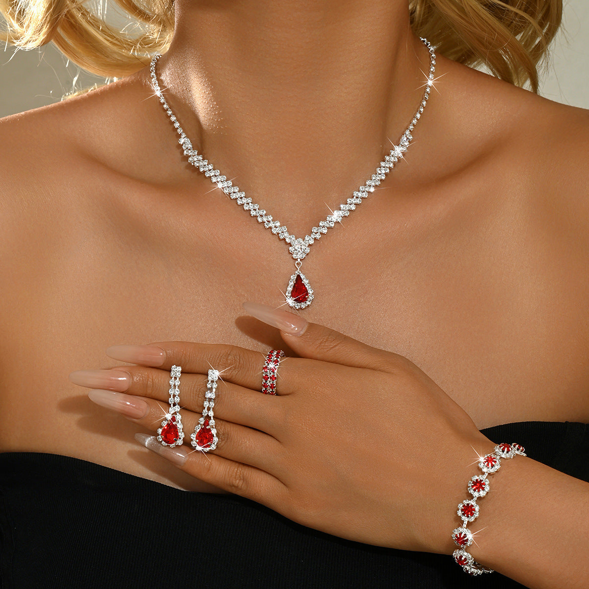 Three-Piece Crystal Statement Jewelry Set