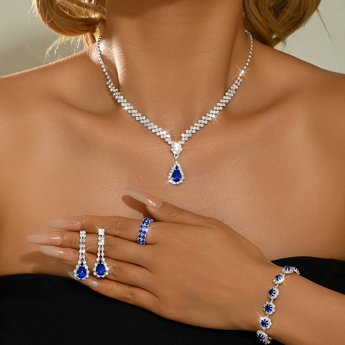 Three-Piece Crystal Statement Jewelry Set