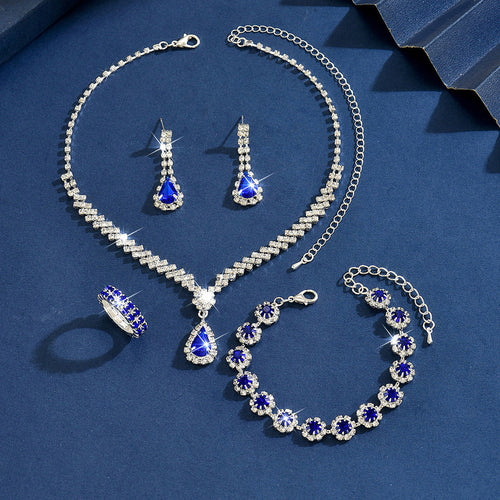 Bridal Wedding Suit Evening Dress Three-piece Jewelry Set