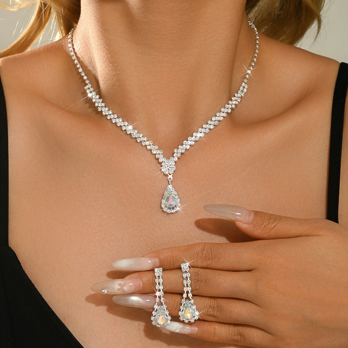 Three-Piece Crystal Statement Jewelry Set