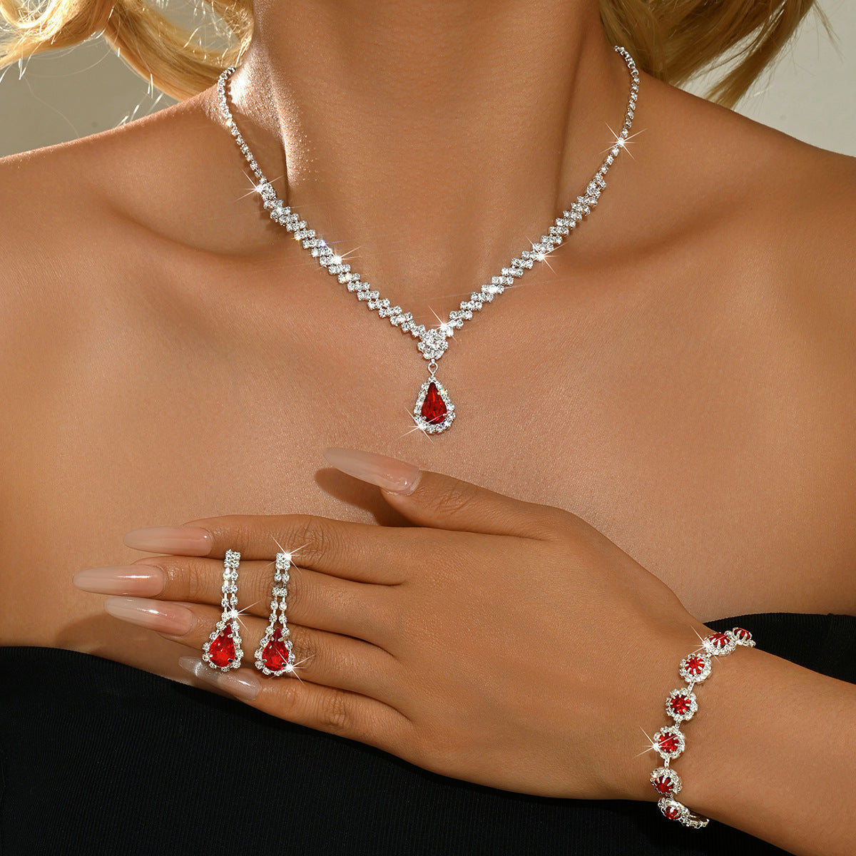 Three-Piece Crystal Statement Jewelry Set