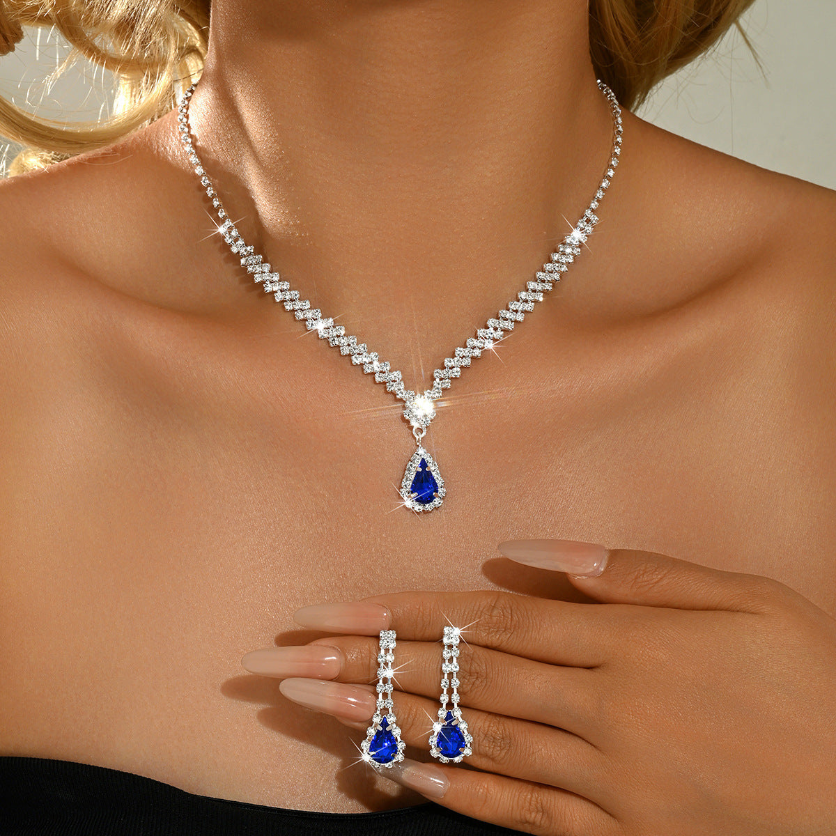 Three-Piece Crystal Statement Jewelry Set