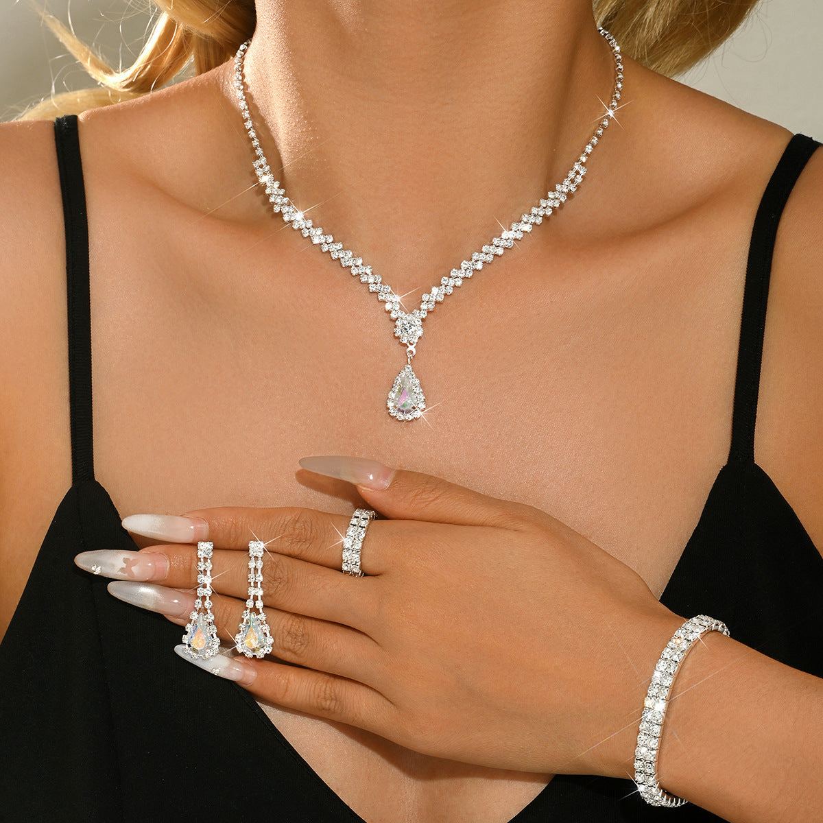 Three-Piece Crystal Statement Jewelry Set