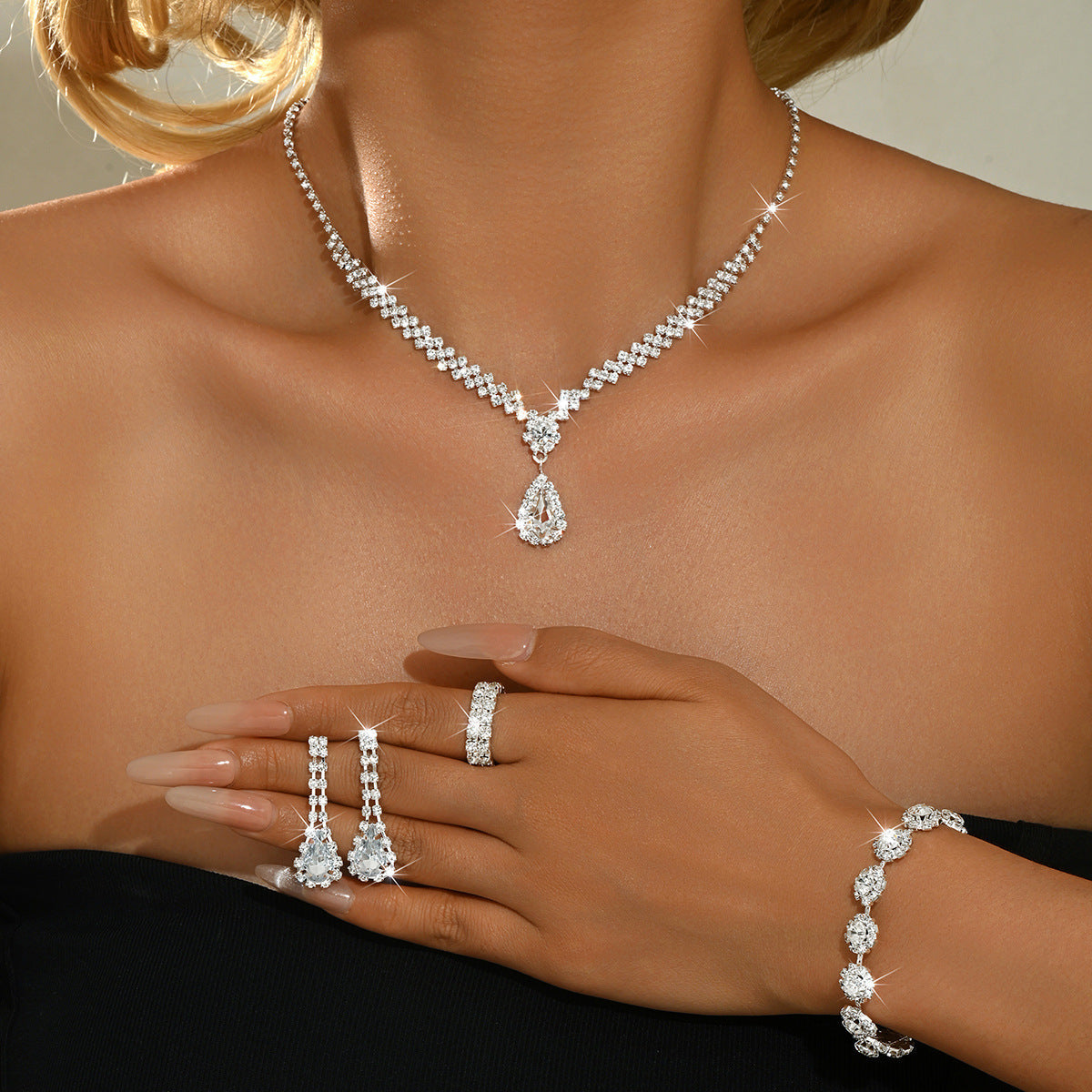 Three-Piece Crystal Statement Jewelry Set
