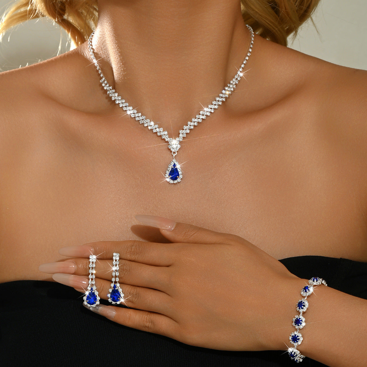 Three-Piece Crystal Statement Jewelry Set
