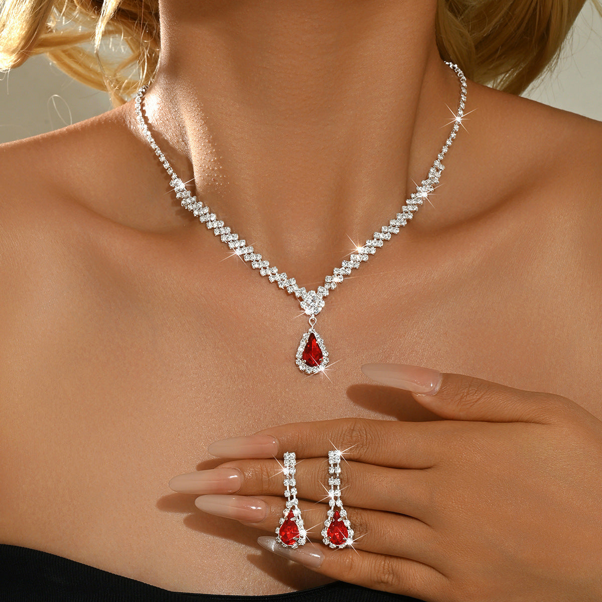 Three-Piece Crystal Statement Jewelry Set
